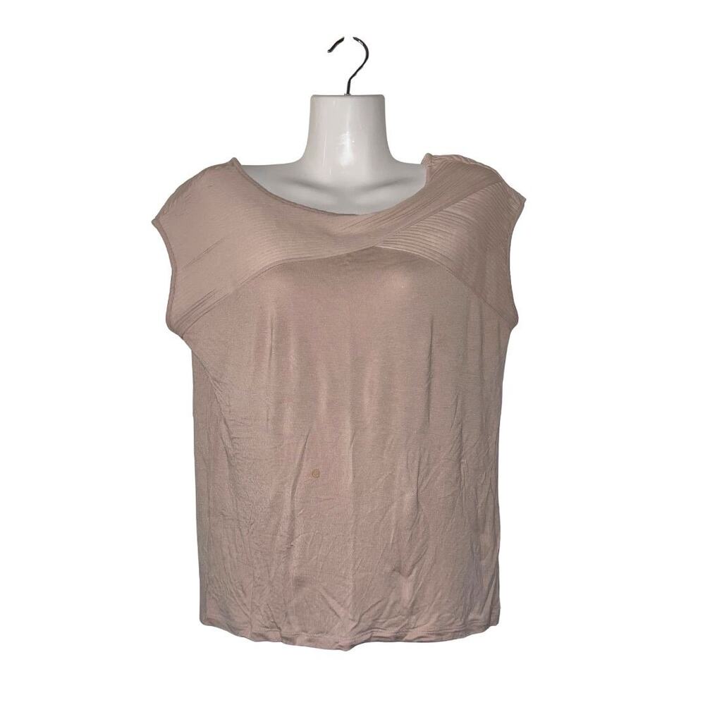 Calvin Klein Cap Sleeves Blush Pink Ruched Top SZ S Casual Lightweight